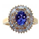 14kt Rose Gold Natural Tanzanite & Diamond Ring