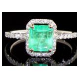 14kt Gold 1.84 ct Natural Emerald & Diamond Ring