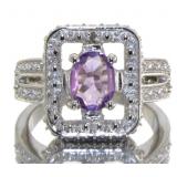 Natural Oval 1.21 ct Amethyst & Diamond Ring