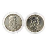 1960 & 1961 Proof Franklin Silver Half Dollar