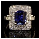 14kt White Gold 3.70 ct Sapphire & Diamond Ring