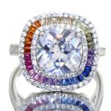 Cushion Cut 6.50 ct White Topaz/Gemstone Halo Ring