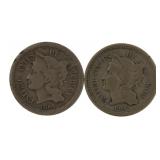 1865 & 1866 Silver Three Cent Piece