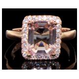 Emerald Cut 3.50 ct Morganite Designer Ring