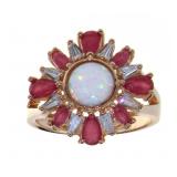 Stunning Opal & Ruby Cocktail Ring