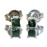 10kt Gold 1/4  ct Green Diamond Earrings