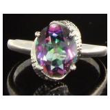 Oval 2.11 ct Rainbow Topaz & Diamond Ring