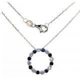 Brilliant 2.00 ct Blue & White Sapphire Necklace