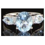 Genuine 3.08 ct Sky Blue Topaz & Diamond Ring