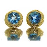 Genuine 2.00 ct Blue Topaz Stud Earrings