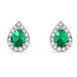 Pear Cut 2.35 ct Emerald & White Topaz Earrings