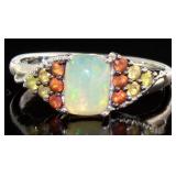 Natural White & Fire Opal Designer Ring