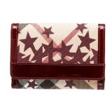 Burberry Burgundy Novastars Tan Snap Wallet