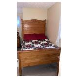 Antique Full Oak Bed, Dresser & Chest