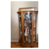 Oak Curved Glass China Cabinet (Contents Not