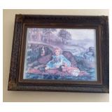 Antique Child with Dog & Doll Framed Print