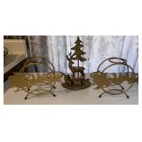 Lot of 3 Brass Christmas Candle Holders