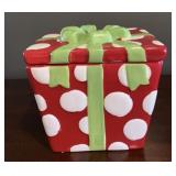 Red & White Christmas Present Cookie Jar