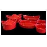 (6) Red Temptation Bowls (1 Cracked)