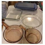 (3) Pyrex Baking Pans & (2) Visions Skillets