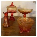 (4) Pc Amberina Glass
