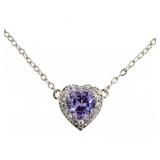 Beautiful Tanzanite & White Topaz Heart Necklace