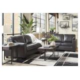 Ashley 34503 Gray Leather Sofa & Love Seat