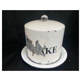 Distressed Cake Dome W/ Tray