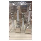 4 Pc Silver Look Battery Candle Holders