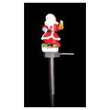 Staked Glass Solar Santa