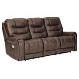 Ashley 82002 Yacolt Walnut PWR REC Sofa w/AJ HR