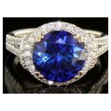 14kt Gold 5.21 ct Round Sapphire & Diamond Ring