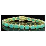 Natural 20.00 ct Oval Emerald Tennis Bracelet