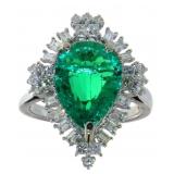 14kt Gold 4.22ct Emerald & Diamond Ring