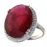 14kt Gold 19.26 ct Oval Ruby & Diamond Ring