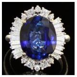14kt Gold Oval 8.98 ct Sapphire & Diamond Ring