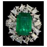 14kt Gold 7.05 ct  Emerald & Diamond Ring