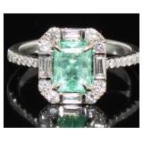 14kt Gold 1.82 Natural Emerald & Diamond Ring