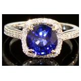 14kt Gold 3.55 ct Round Sapphire & Diamond Ring