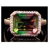 Emerald Cut 4.50 ct Watermelon Tourmaline Ring