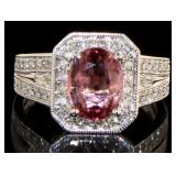 14kt Gold 2.23 ct Pink Tourmaline & Diamond Ring
