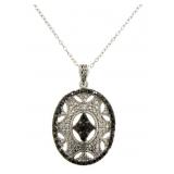 Antique Style 1/2 ct Black- White Diamond Necklace