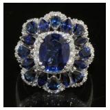 14kt Gold 7.58 ct Sapphire & Diamond Ring