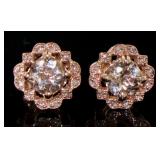 14K Gold 1.52 ct Morganite and Diamond Earrings