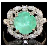 14kt Gold 4.44 ct Round Emerald & Diamond Ring