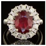 14kt Gold 5.61 ct Oval Ruby & Diamond Ring