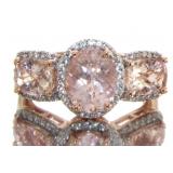 Oval 2.80 ct Natural Morganite & Zircon Ring