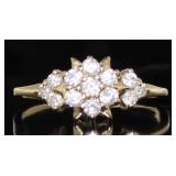 14kt Gold Brilliant 1/4 ct Diamond Cluster Ring