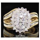 10kt Gold Oval 1.00 ct Diamond Cluster Ring