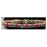 10kt Gold Ruby & Diamond Estate Bracelet